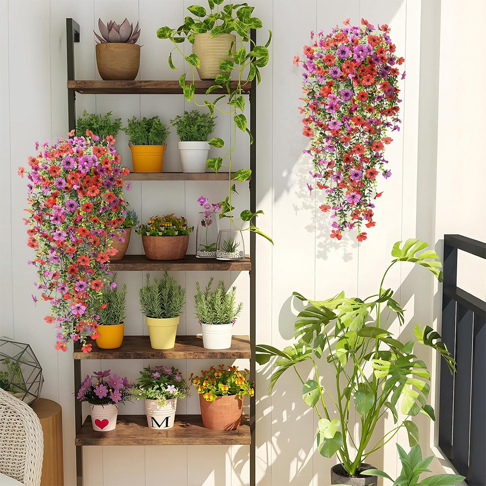 2Pcs Artificial Flowers Outdoor Hanging Faux Floral Decor for Planter Basket Window Box