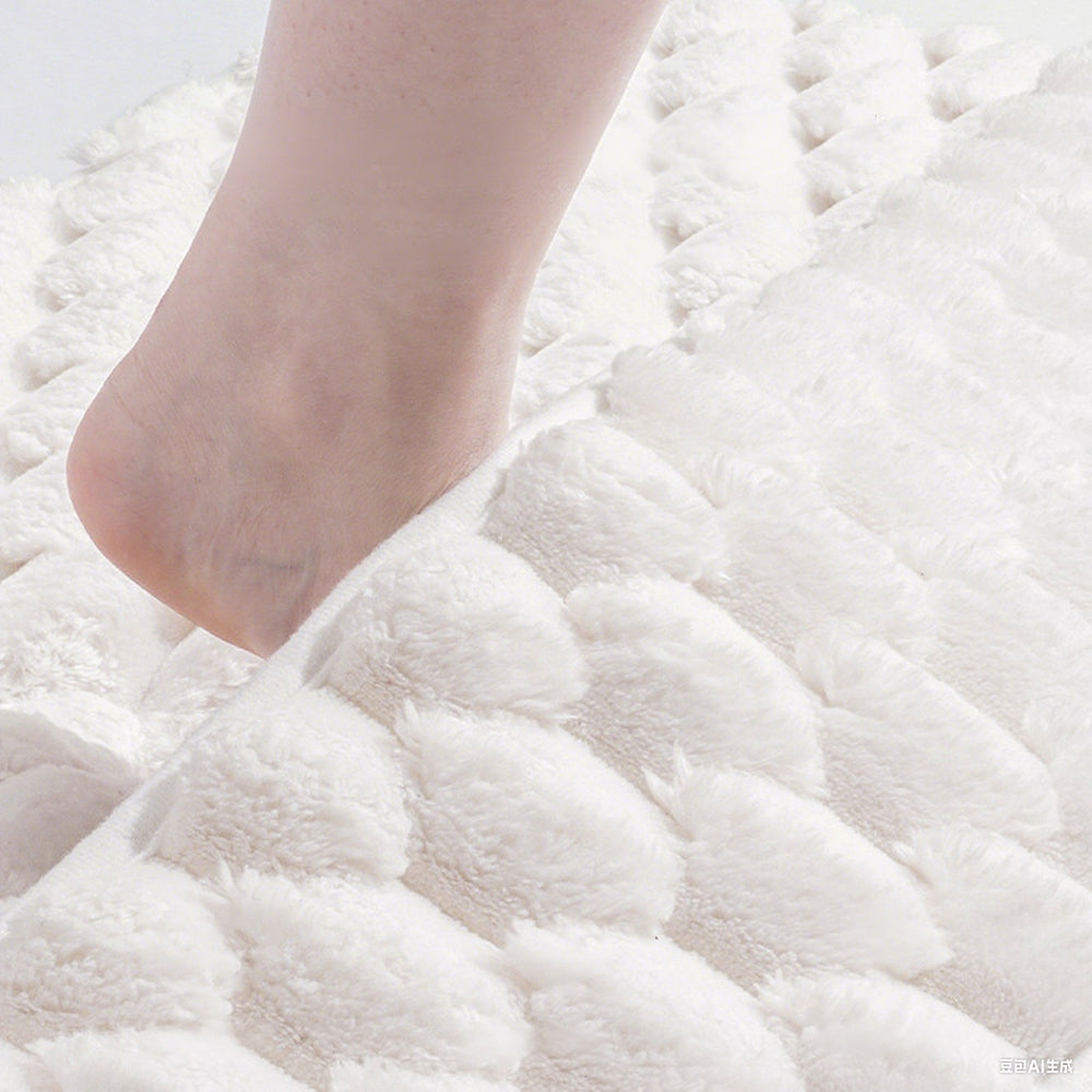 Memory Foam Bathroom Mat Wipe-Off Sole Mat Plush Absorbent Shower Mat-Beige