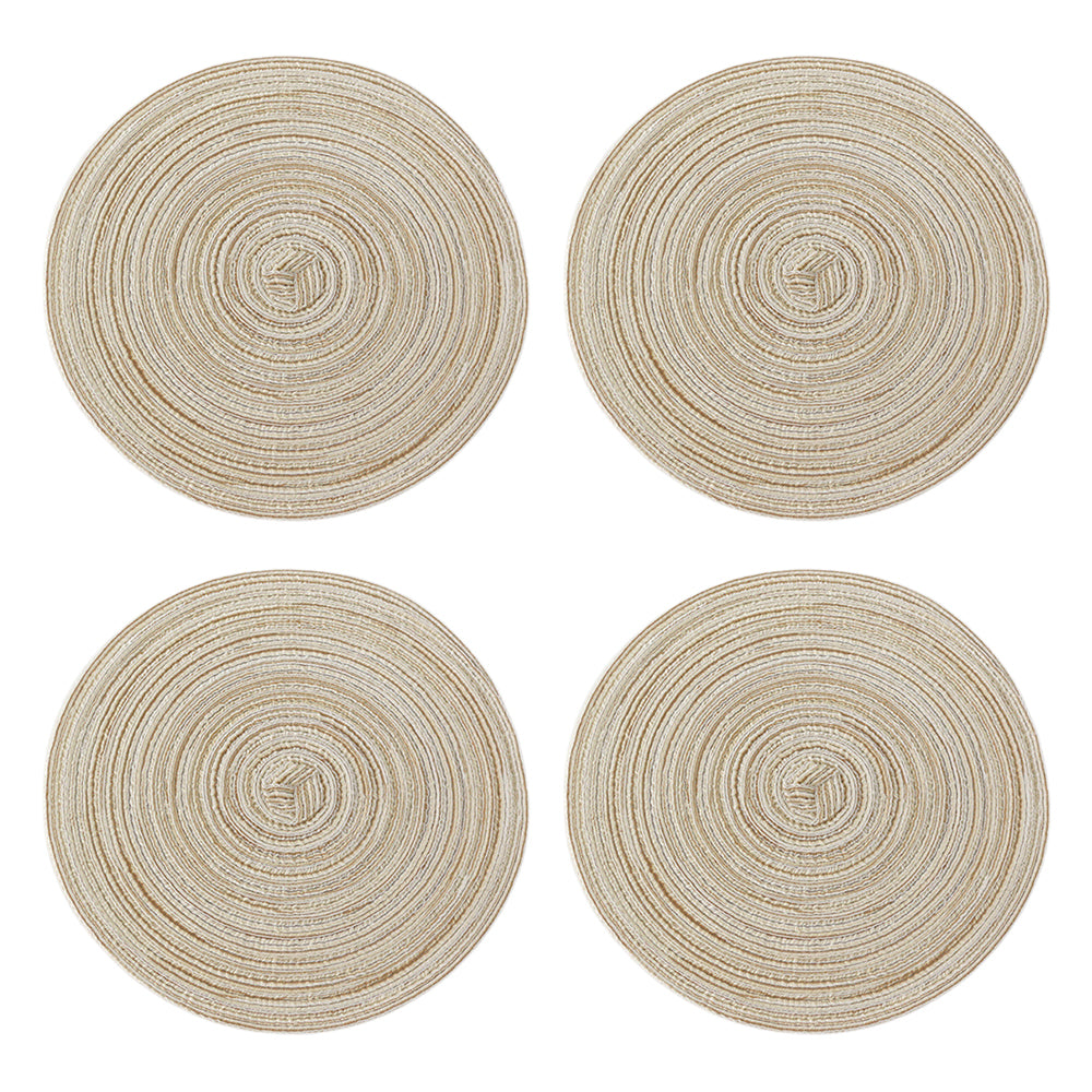 Round Braided Placemats Set of 4 Washable Place Mats for Dining Tables