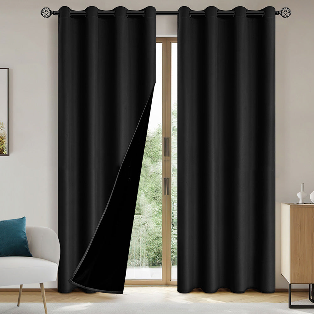 Blackout Curtain Panel with Black Liner Heat & Light Blocking Drapes