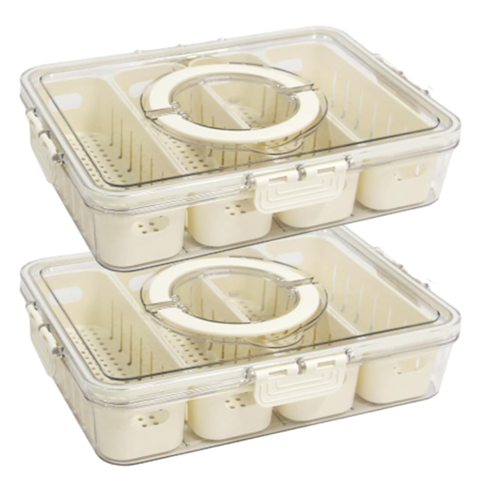 Divided Serving Tray with Lid and Handle 4 Compartments Snack Container