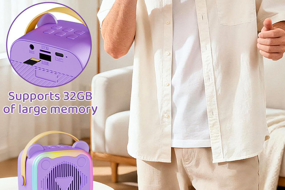 Bluetooth Karaoke Machine with 2 Wireless Microphones Disco Party Lights Voice Changer
