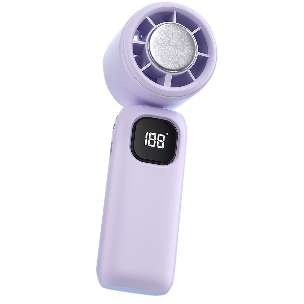 100 Speeds Digital Display Cooling Fan USB Fan with Lanyard and Phone Holder Base