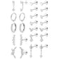 12 Pairs Women Earrings Studs and Hoops Set Fashion Cartilage Stackable Jewelry