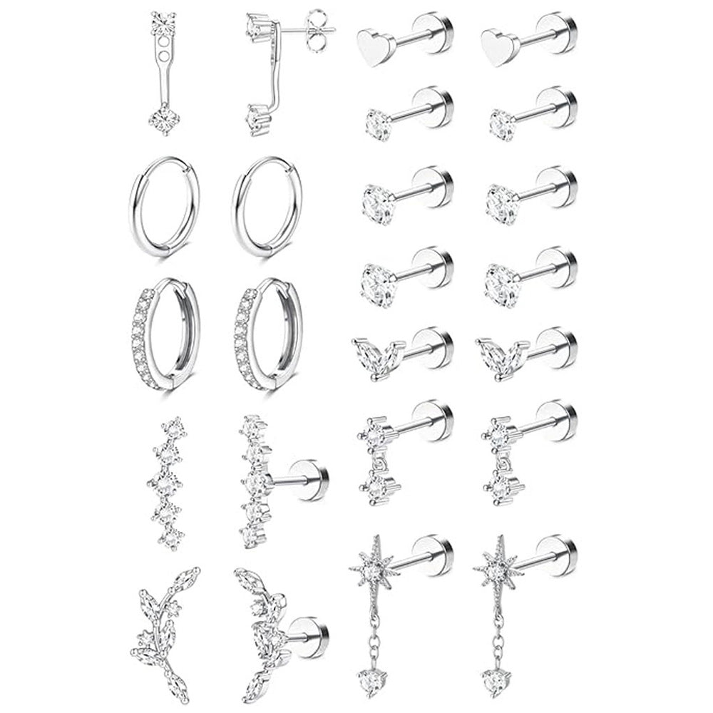 12 Pairs Women Earrings Studs and Hoops Set Fashion Cartilage Stackable Jewelry