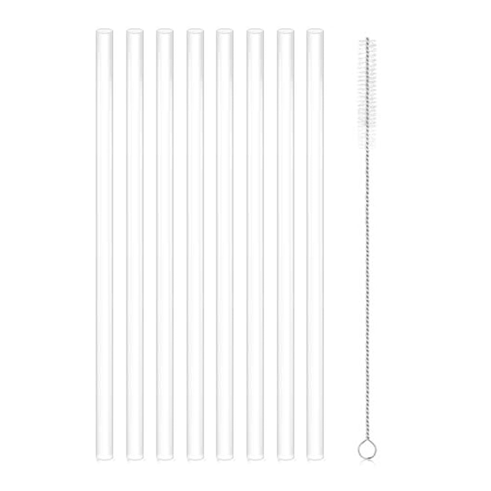 8Pcs Transparent Reusable Straws with Cleaning Brush for Stanley 30 oz 40 oz Cup Tumbler