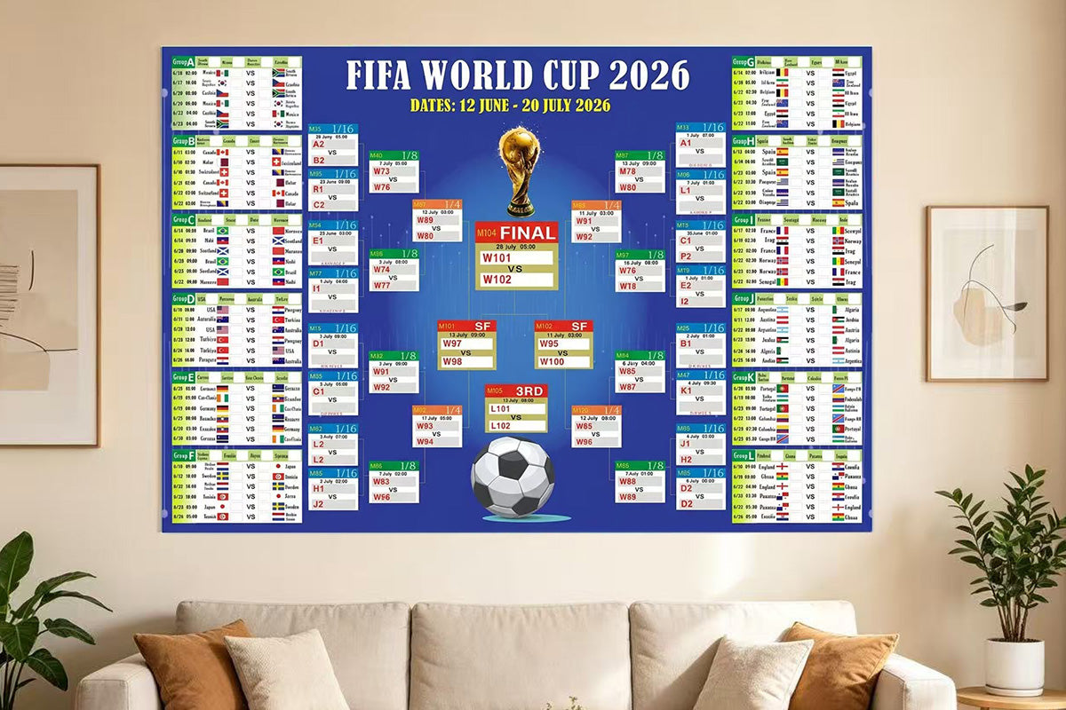 2026 Soccer World Cup Schedule Poster 2026 FIFA World Cup Fixtures Chart Wall Decor for Soccer Fans