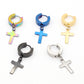 5 Pairs Unisex Cross Dangle Hoop Huggie Stainless Steel Earrings
