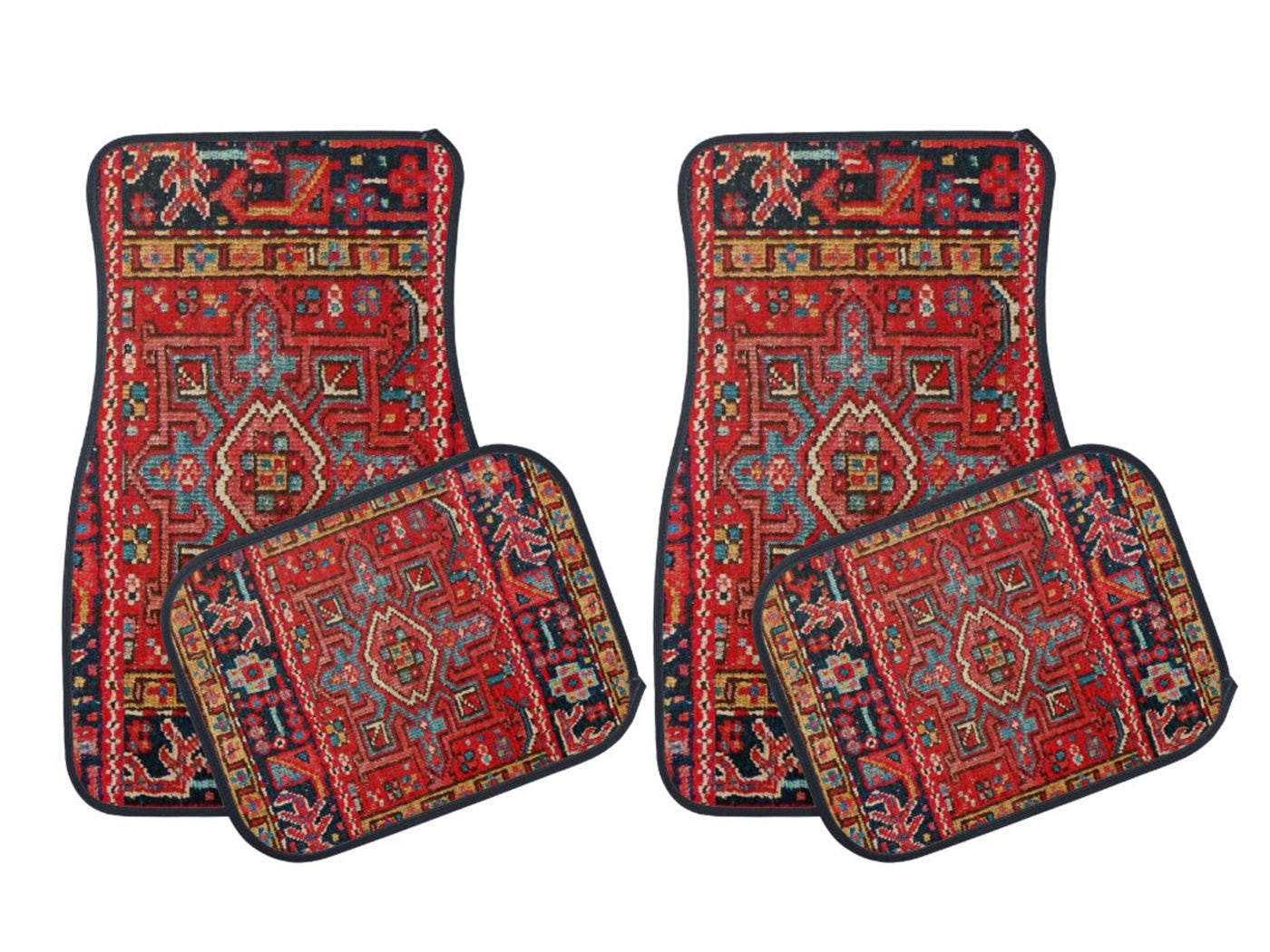 4-Piece Boho Vintage Car Floor Mats Front and Rear Mats Car Mats