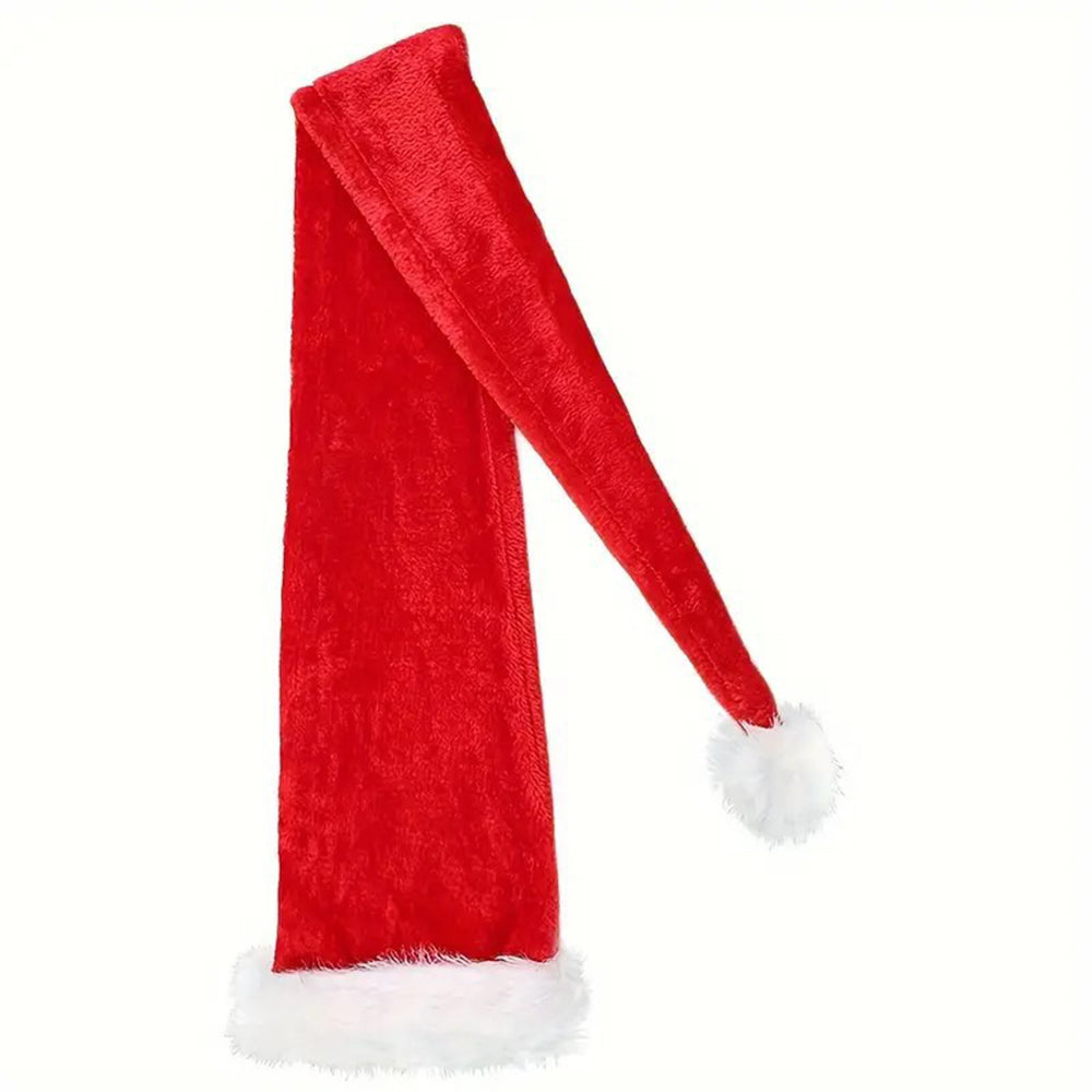 77cm Long Christmas Hat Plush Santa Claus Hat Red and White Xmas Party Costume Cap