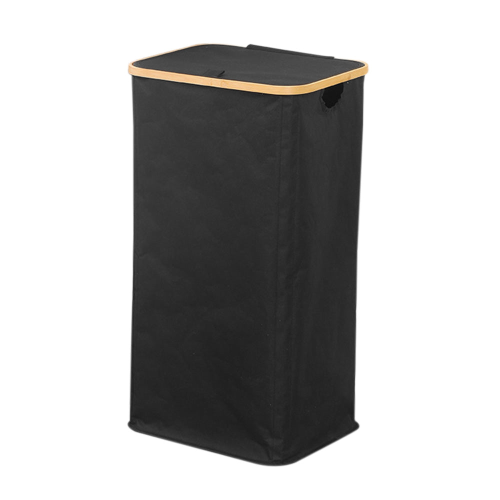 100L Laundry Basket with Lid Clothes Hampers for Laundry with Bamboo Handles Removable Bag