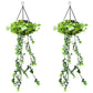 Solar Hanging Light with Artificial Green Vine Garden Decor Outdoor Hanging Solar Lamp Fake Trailing Plant Light for Patio Balcony