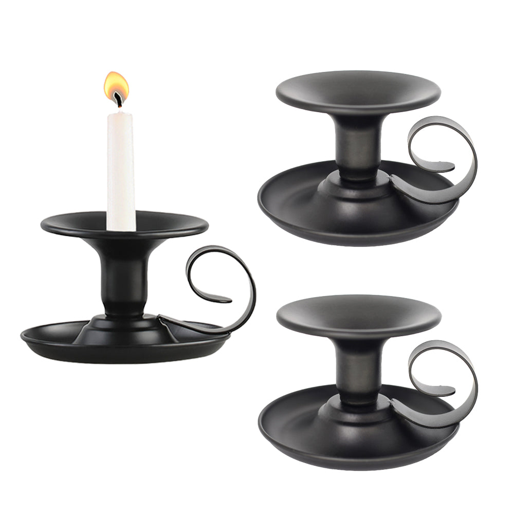 2Pcs Retro Black Iron Taper Candle Holders for Thanksgiving Christmas
