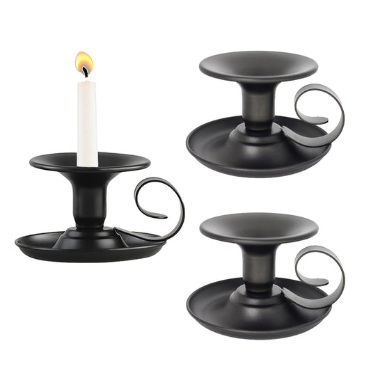 2Pcs Retro Black Iron Taper Candle Holders for Thanksgiving Christmas