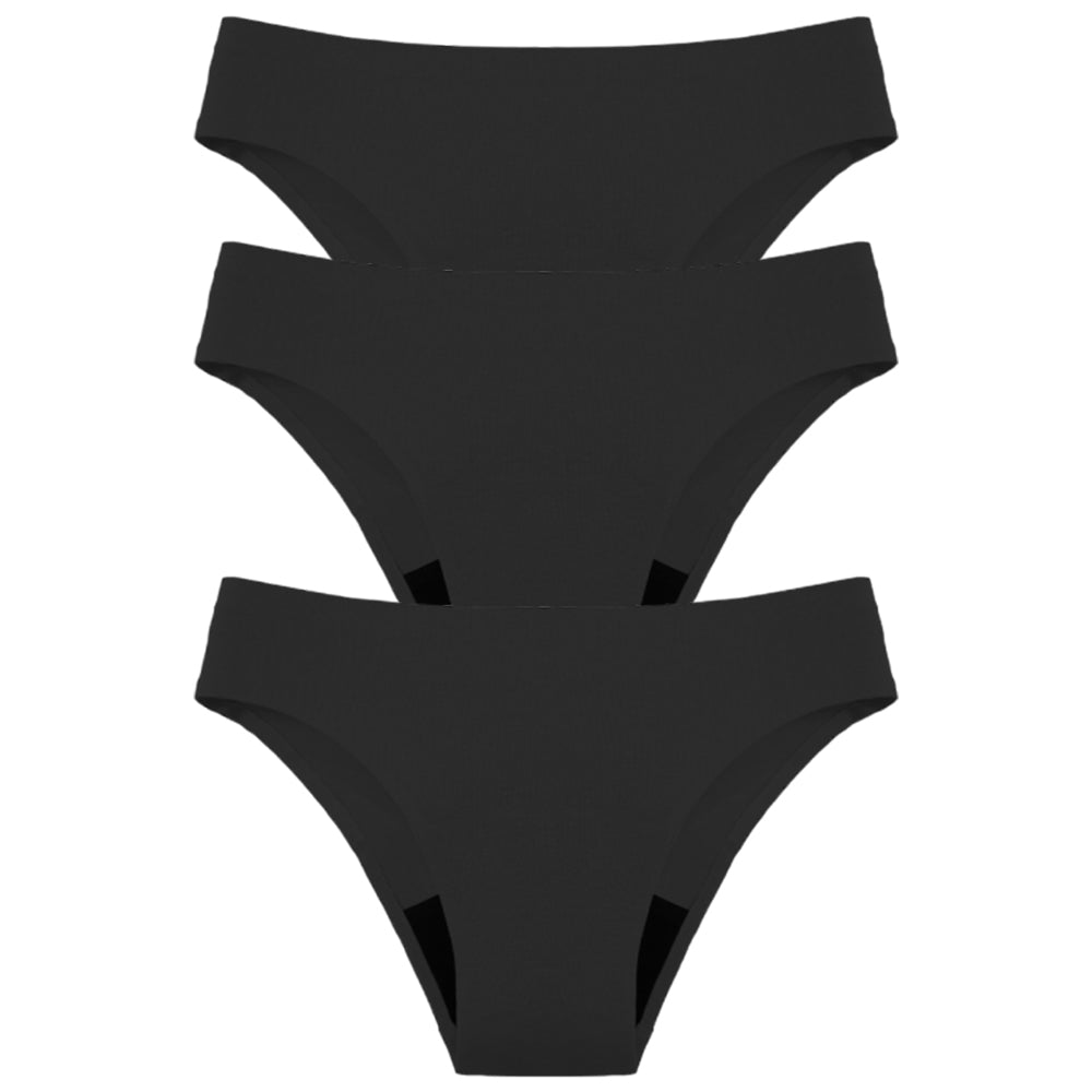 Period Swimwear Menstrual Leakproof Bikini Bottoms Low Waisted Swim Bottoms-Black