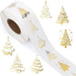 2 Rolls 1000 Gold Foil Clear Round Christmas Stickers