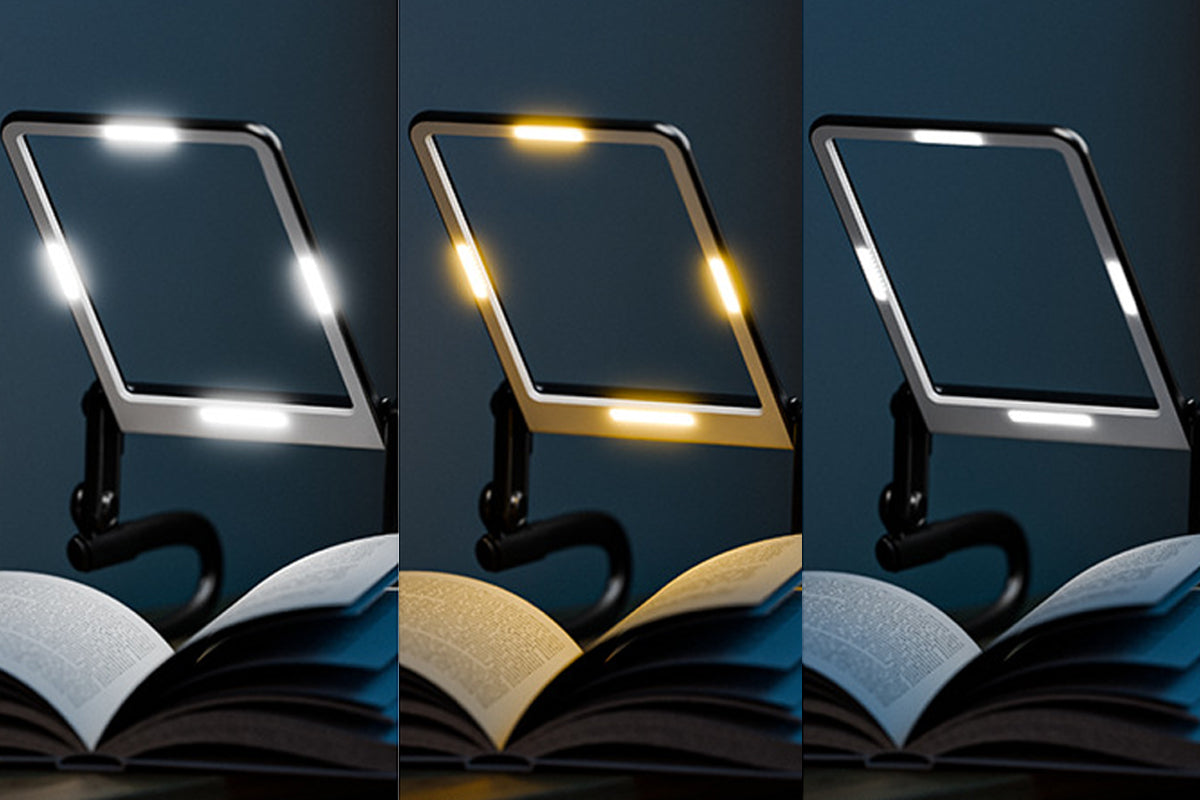 Neck Hanging 5X Magnifying Glass with 3 Color Dimmable LED Light Rechargeable Hands-Free Wearable Reading Magnifier