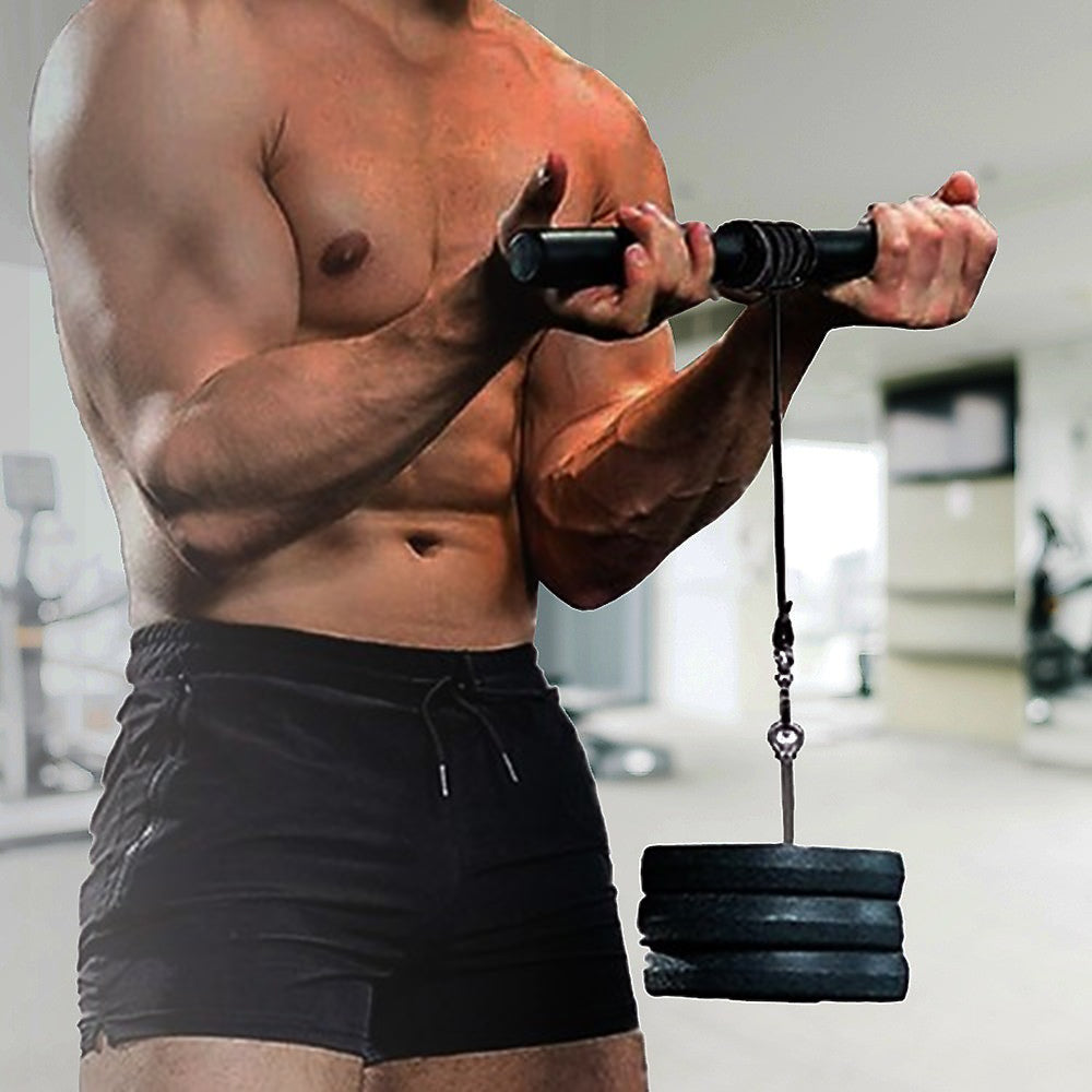 Forearm Wrist Grip Strength Roller Bar Home Gym Trainer