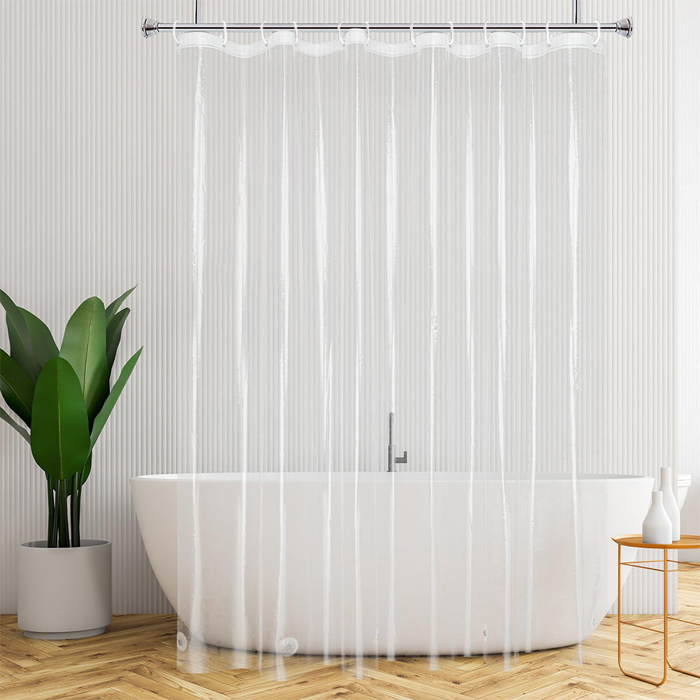 PEVA Waterproof Plastic Bathroom Shower Curtain with Rust Proof Grommets Clear