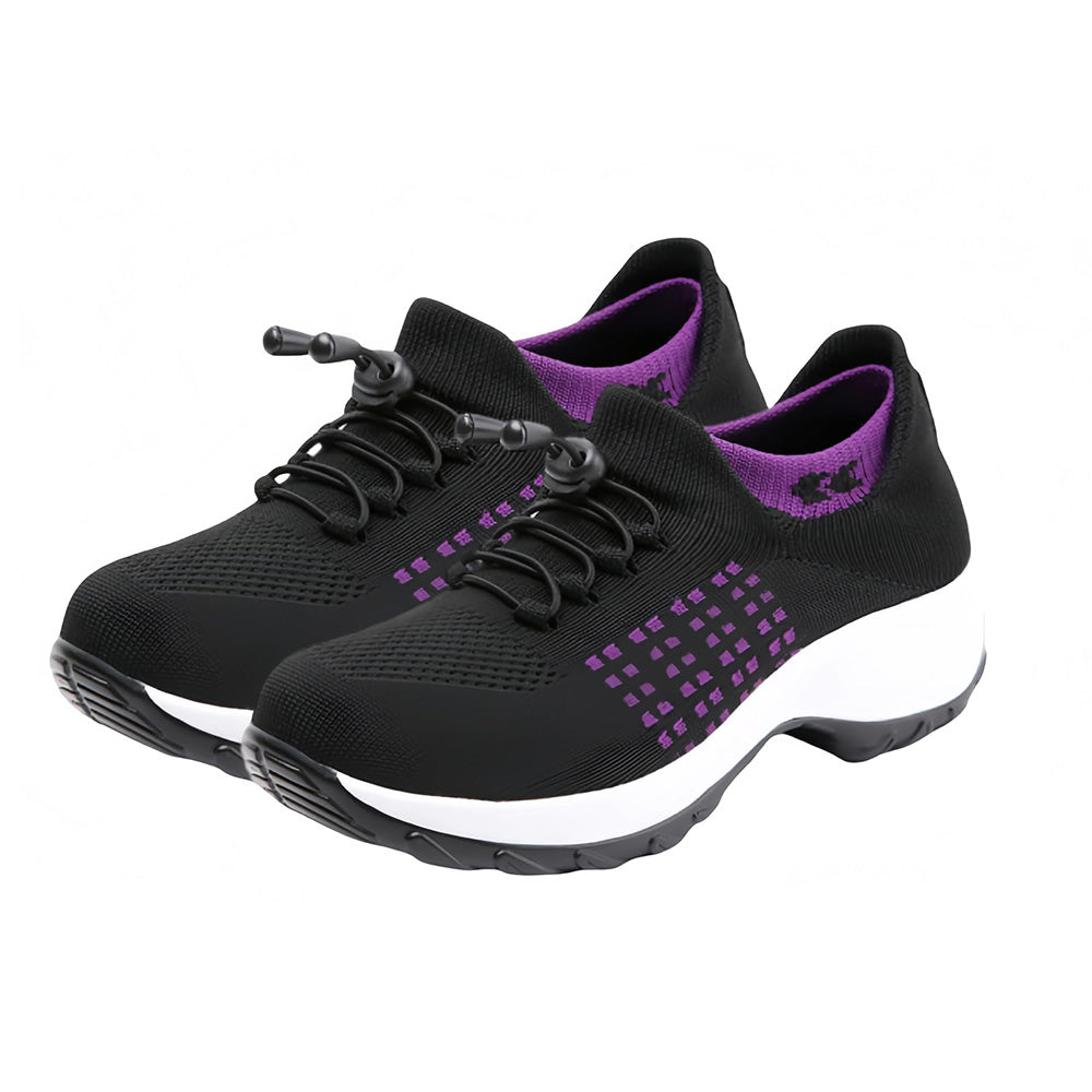 Breathable Stretch Mesh Slip On Walking Sneakers for Men and Women-Purple