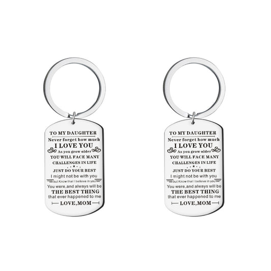 Stainless Steel Inspirational Keychain to My Daughter from Mom with Keyrings