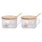 2PCS Vintage Embossed Coffee Mugs With Lid And Spoon For Tea Milk
