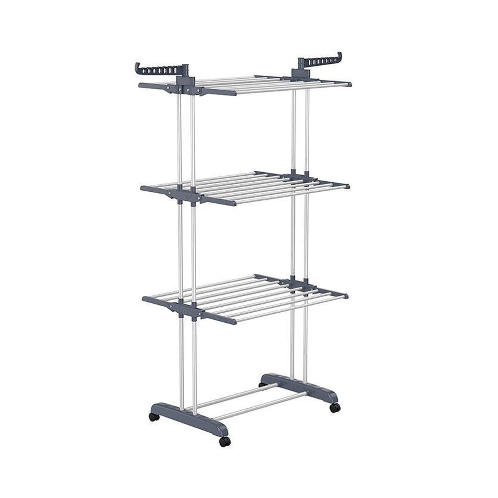 4-Tier Clothes Drying Airer Foldable Stainless Steel Movable Drying Rack