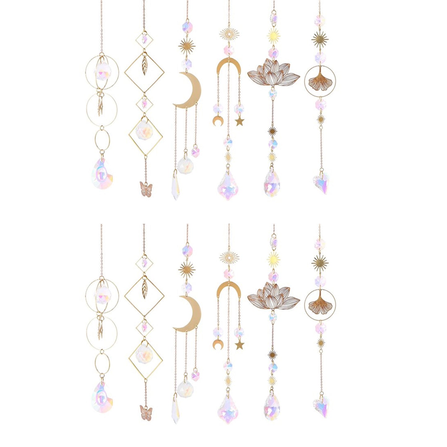 12Pcs Glass Sun Catcher Prism Hanging Kit with Chain