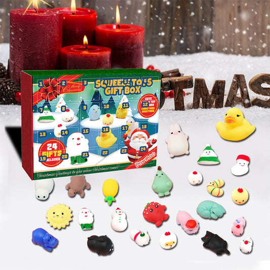 24Days Christmas Advent Calendar Mochi Animals Squishy Toys Christmas Party Favor Gifts
