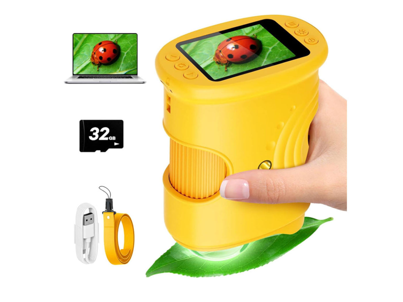 1000X Handheld Digital Microscope with 32G Card and 2.0 Inches IPS Screen