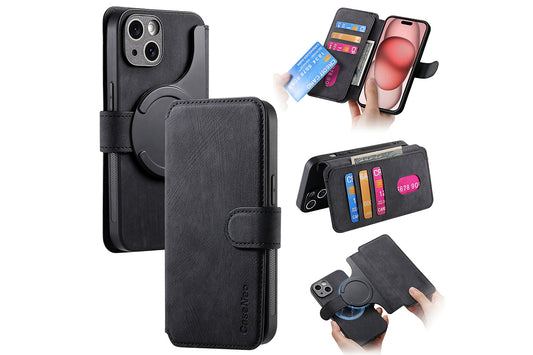 Magnetic Wallet Case for iPhone 17Series RFID Blocking Card Holder Phone Stand