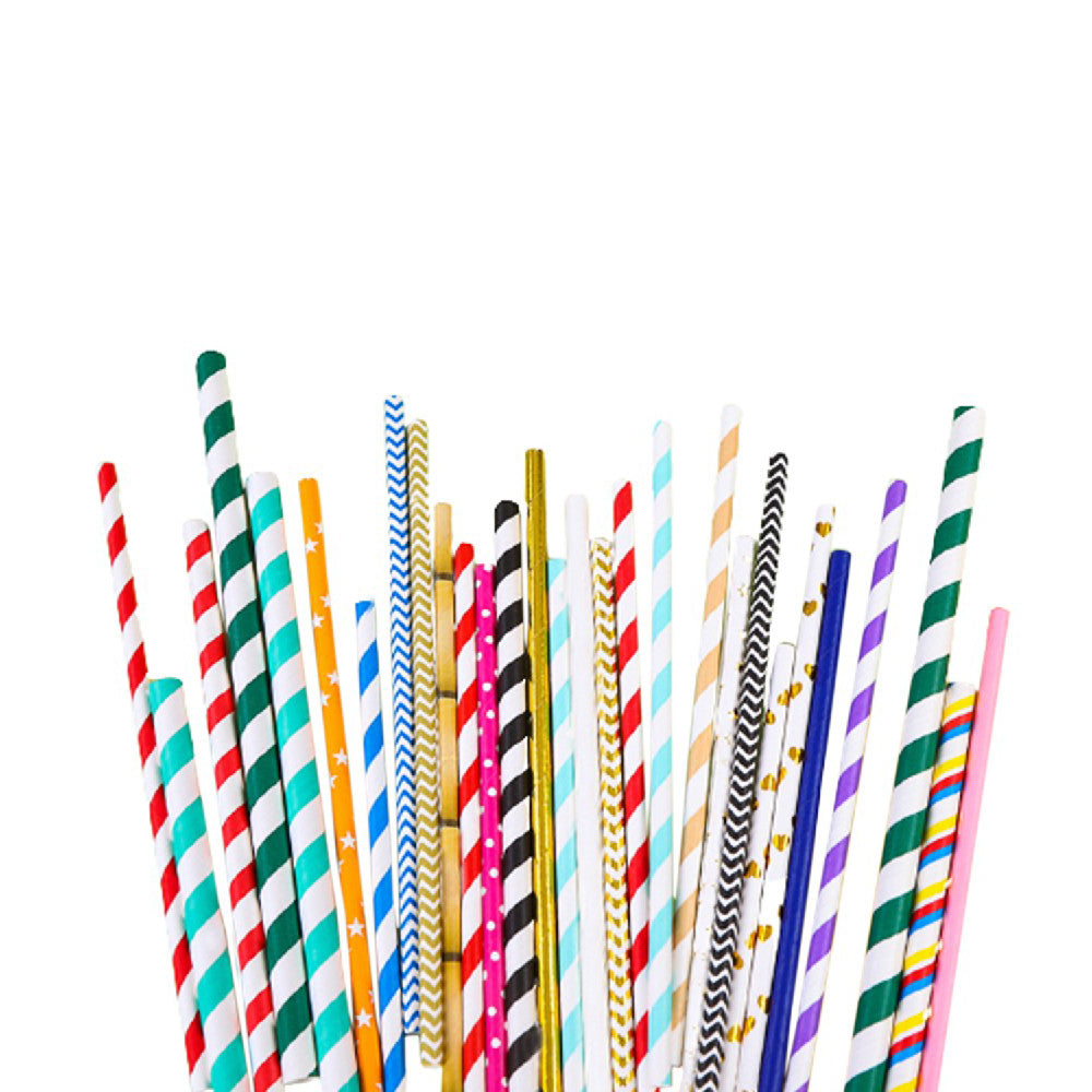 200 Pcs Paper Straws Biodegradable Disposable Drinking Straws Multi Colored