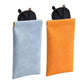 2Pcs Squeeze Portable Leather Glasses Storage Bags-Orange and Blue