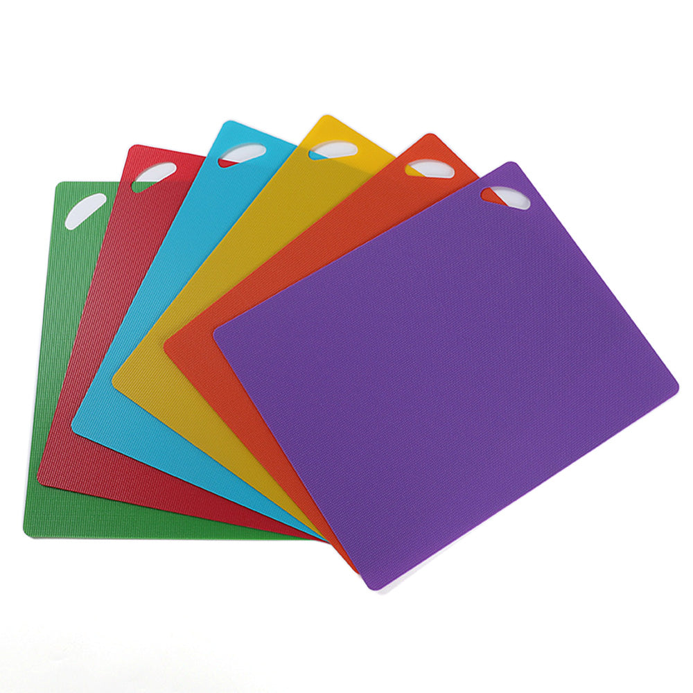 6 Pack Flexible Plastic Cutting Mats Non Slip Kitchen Cutting Boards Set with Food Icons