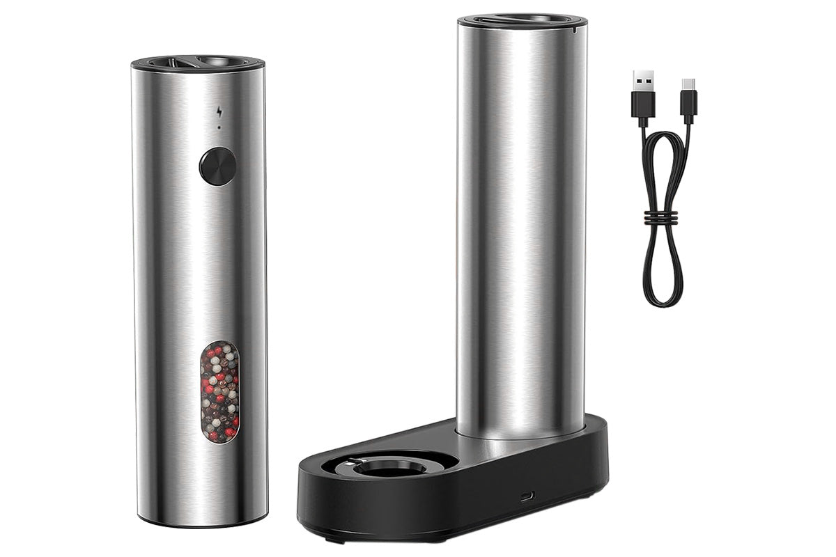 2Pcs Salt and Pepper Grinder Set Stainless Steel Salt and Pepper Shakers for Kitchen