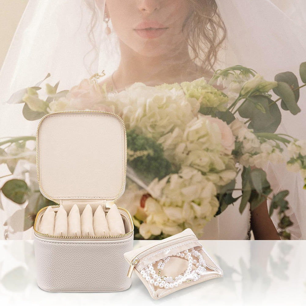Travel Jewelry Case Small Jewelry Box with 6 Transparent Zipper Pockets