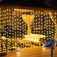 Solar Lights Fairy Curtain Lights Christmas Hanging String Lights for Window Backdrop