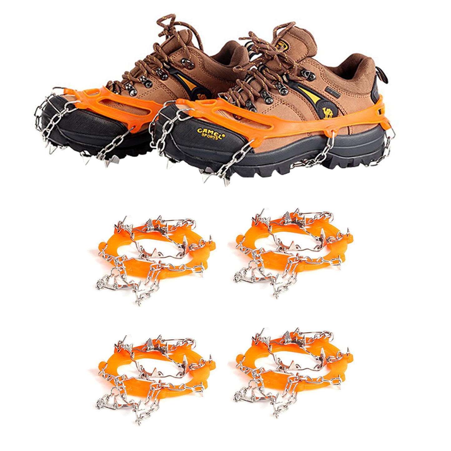 2Pcs Shoes Traction Cleats Ice Snow Grips with 10 Stainless Steel Spikes
