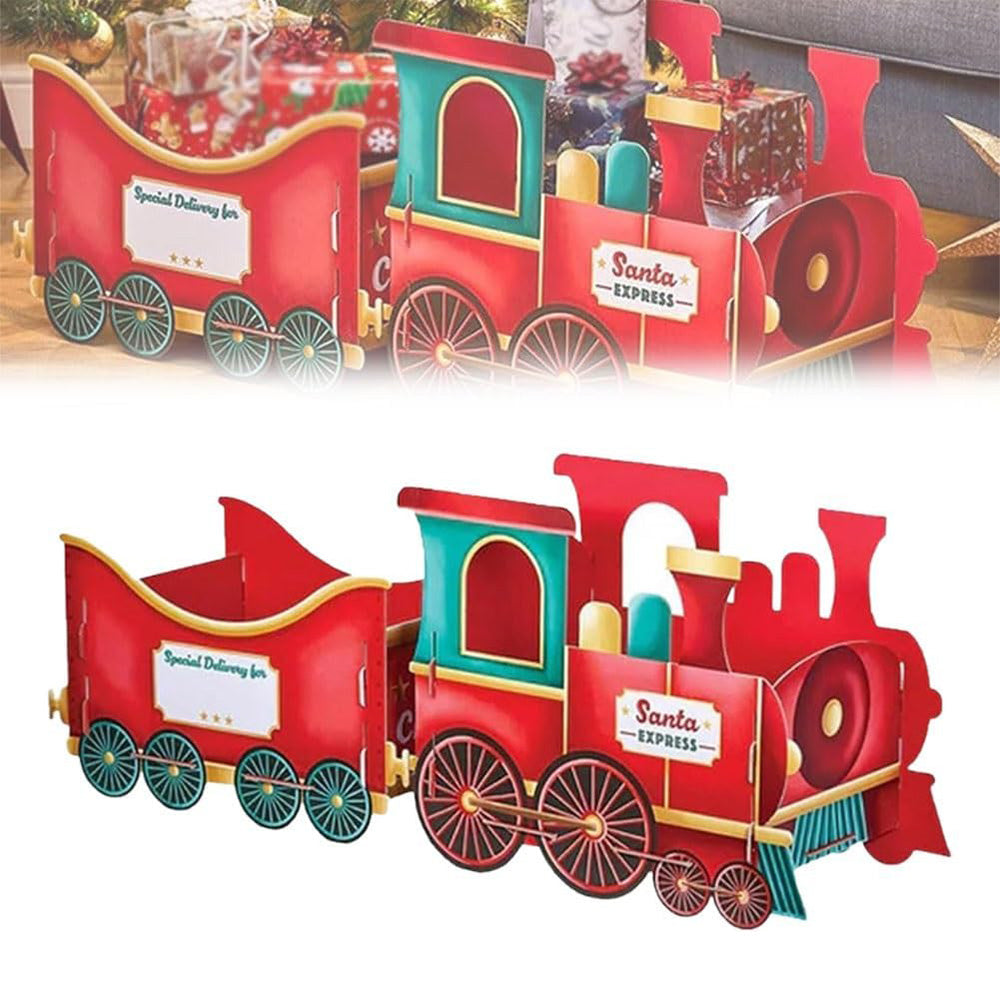 Santa Gift Train Christmas Cardboard Gift Box Present Holder Home Decoration