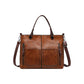 Vintage PU Leather Shoulder Tote Bag with Large Capacity for Women