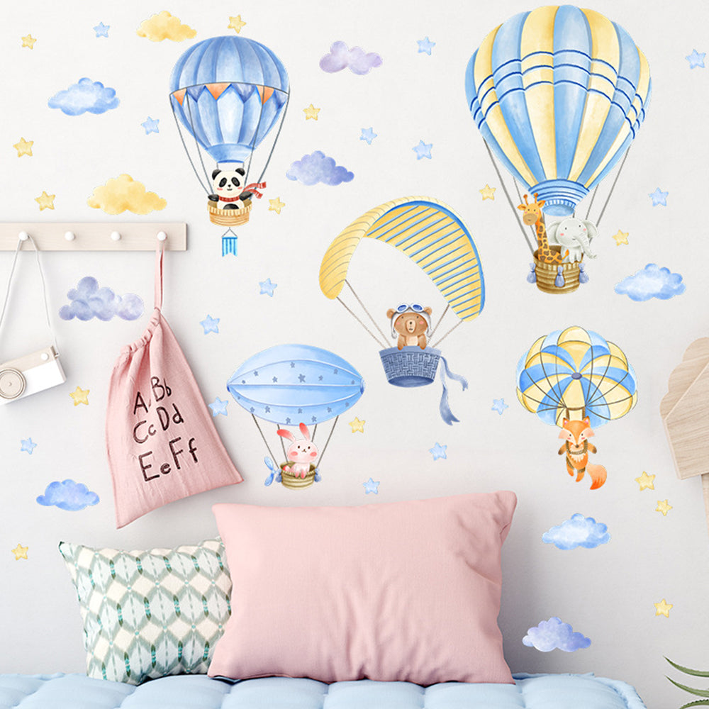 Colorful Hot Air Balloon Cute Animal Wall Stickers