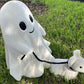 Halloween Ghost Walking Dog Statue