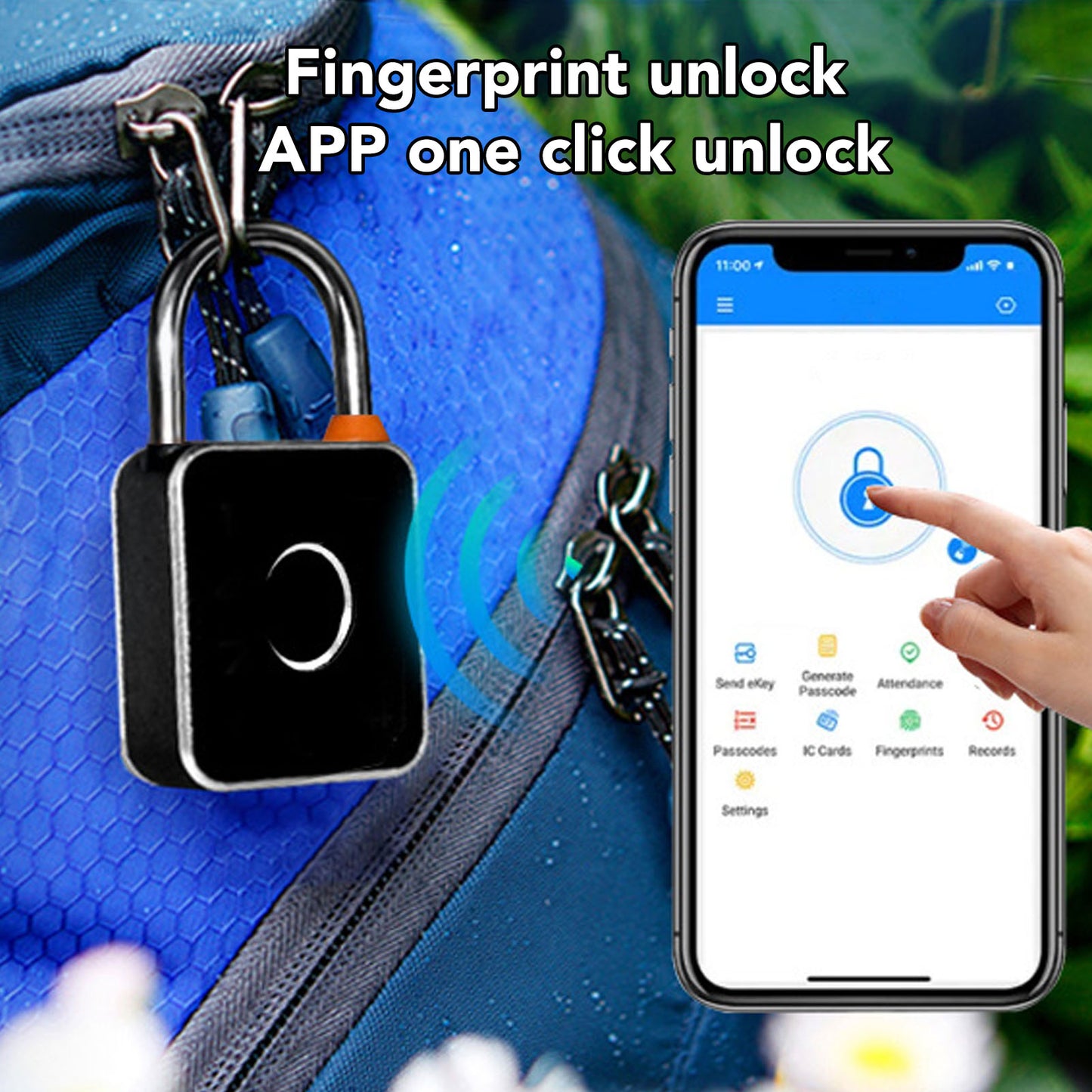 IP65 Waterproof Keyless Fingerprint Padlock  for Cabinets Toolbox Doors for Tuya