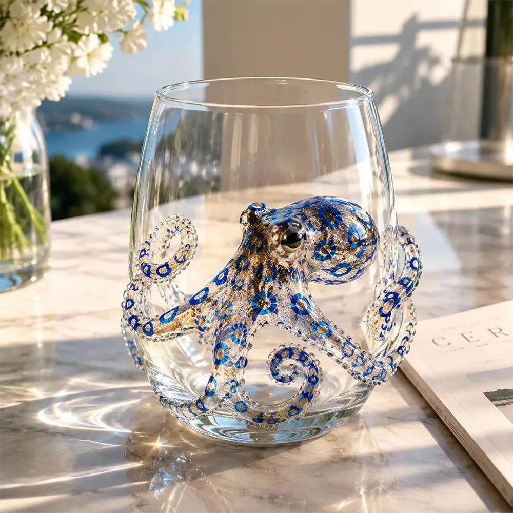 Handcrafted Marine Animal Glass Cup 350ml Unique Sea Creature Glass for Bar Home