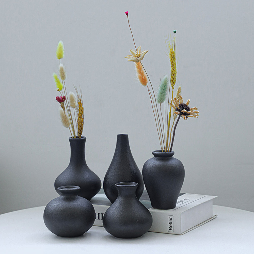 Set of 5 Small Ceramic Vases Modern Matte Bud Vase for Home Decor