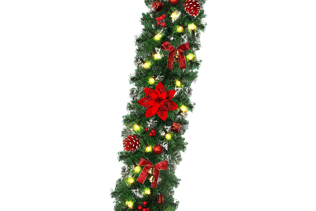 2.7M Christmas Garland Artificial Rattan Decoration With 50 LED Lights For Home Outdoor
