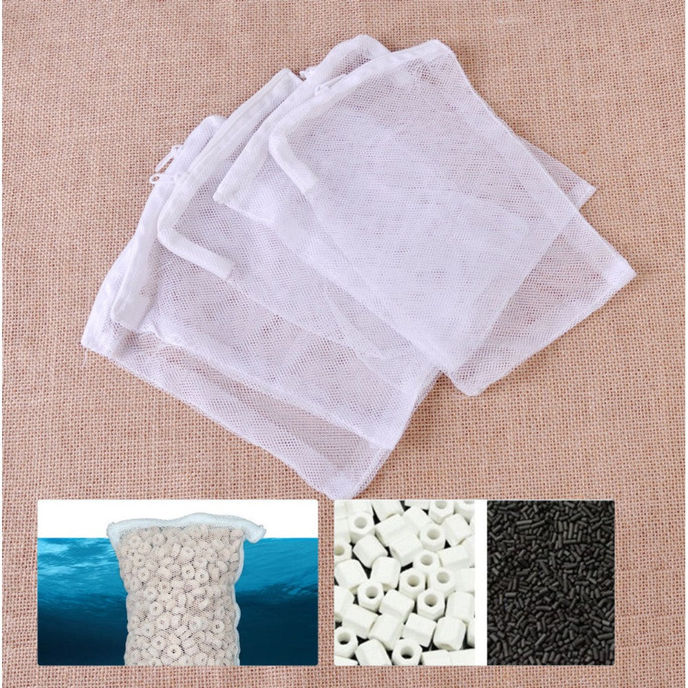 10Pcs Nylon Mesh Aquarium Filter Media Bags with Zipper for Fish Tank Pond