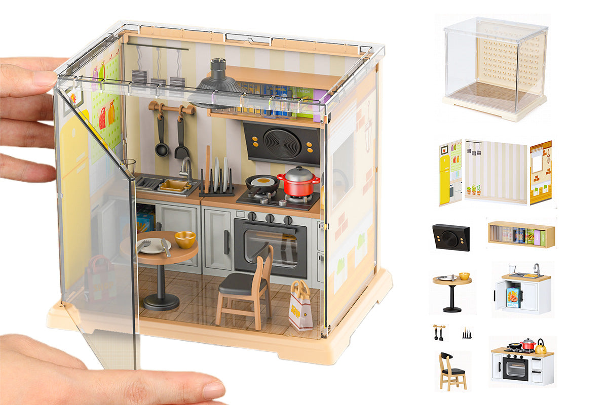 DIY Miniature Dollhouse Kit 3D Puzzle Dollhouse Toy with Dust Cover and Light