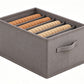 5-Compartment Fabric Clothes Storage Box with Handle Divided Closet Organizer for Wardrobe