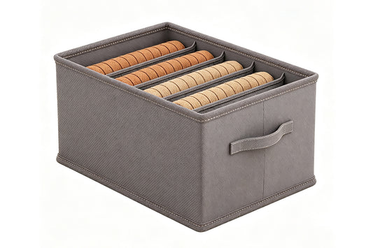 5-Compartment Fabric Clothes Storage Box with Handle Divided Closet Organizer for Wardrobe
